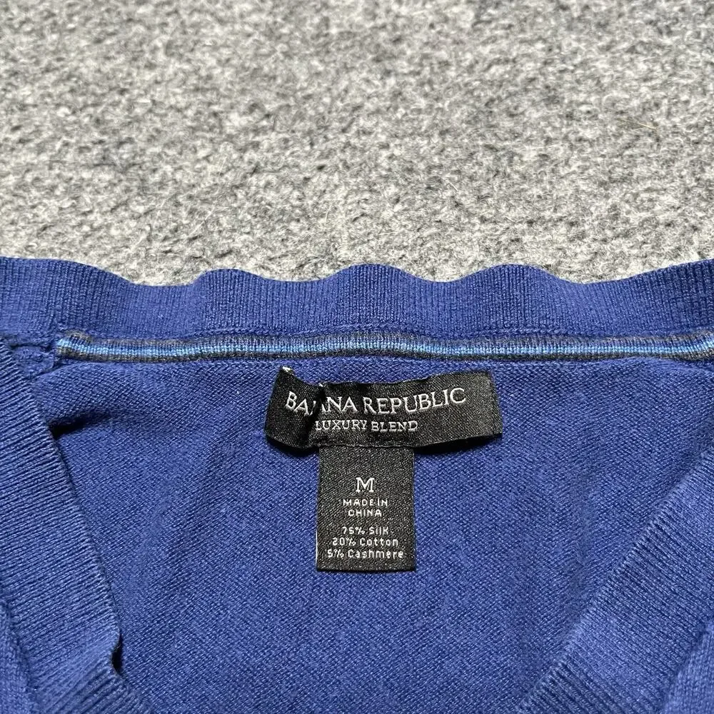Banana Republic Sweater Mens Medium Luxury Blend V Neck Silk Cotton Cashmere